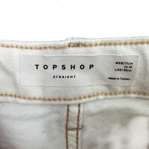 Topshop White Frayed Hem Jeans Cotton Blend Stretch Casual Womens 28 - Picture 3 of 7